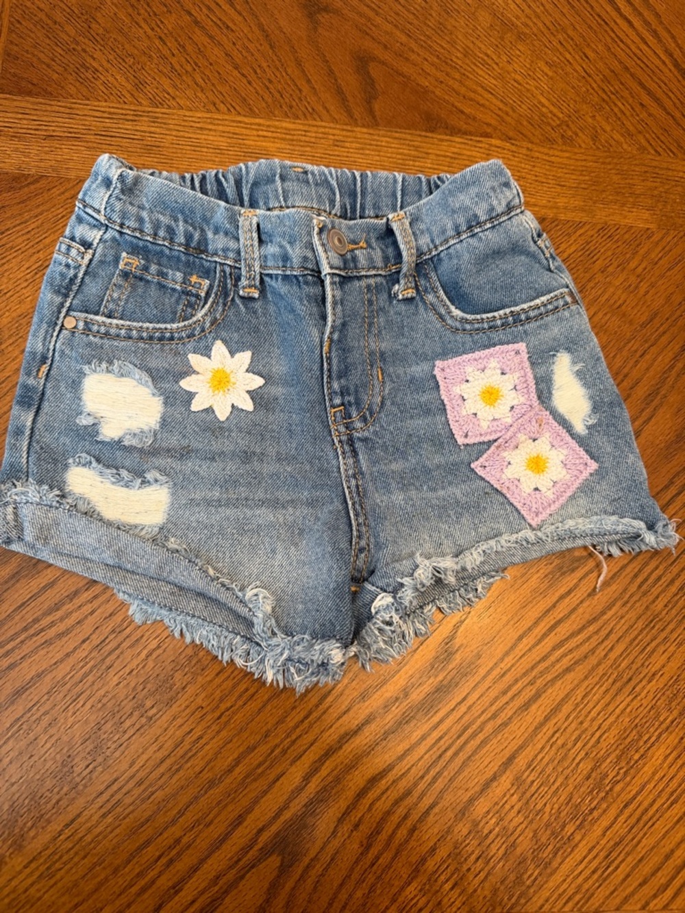 wonder nation Light Blue Denim Shorts with White Label Accent